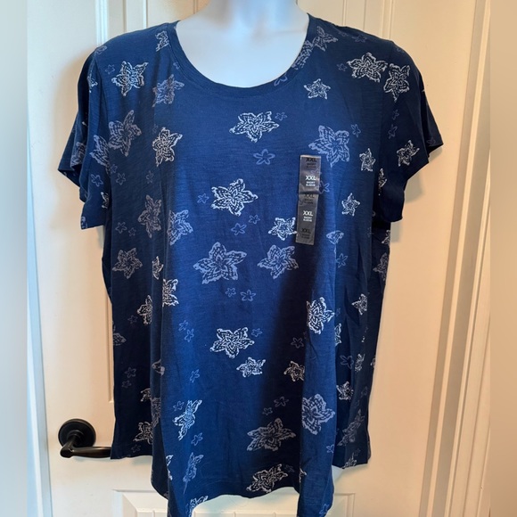 NWT Style & Co Women's Cotton Printed Navy Star Print Scoop-Neck Top, Sz XXL - Picture 3 of 9